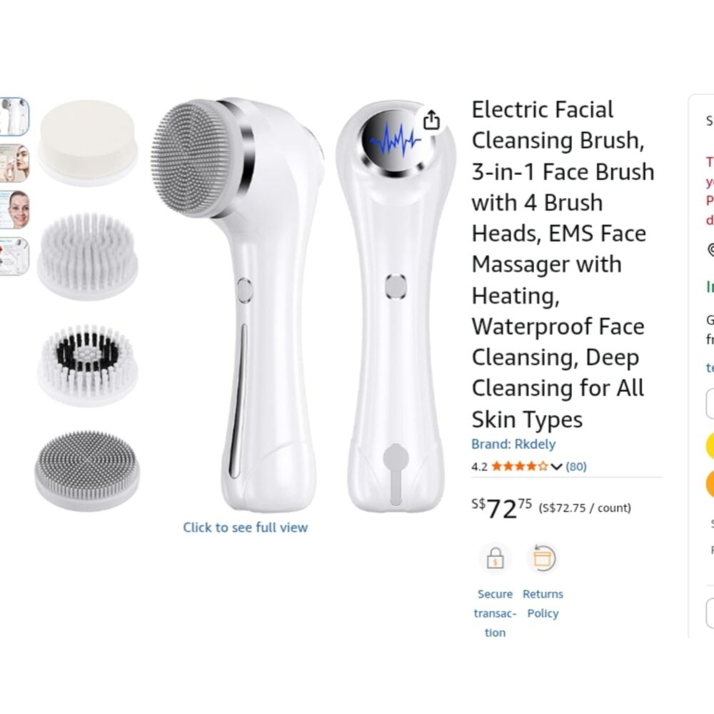 Rkdely Electric Facial Cleansing Brush 3-in-1 Face Brush